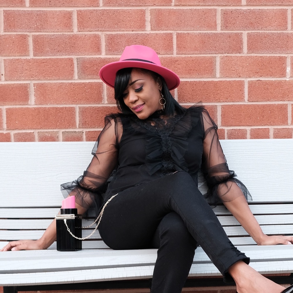 Black Tulle Blouse with Ruffles